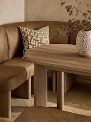 Easton Faux Leather Tan Brown Left Hand Corner Dining Table and Bench Set - Image 5 of 10