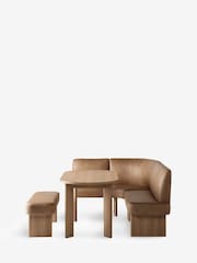 Easton Faux Leather Tan Brown Left Hand Corner Dining Table and Bench Set - Image 8 of 10