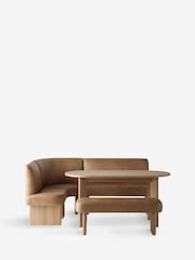 Easton Faux Leather Tan Brown Left Hand Corner Dining Table and Bench Set - Image 9 of 10
