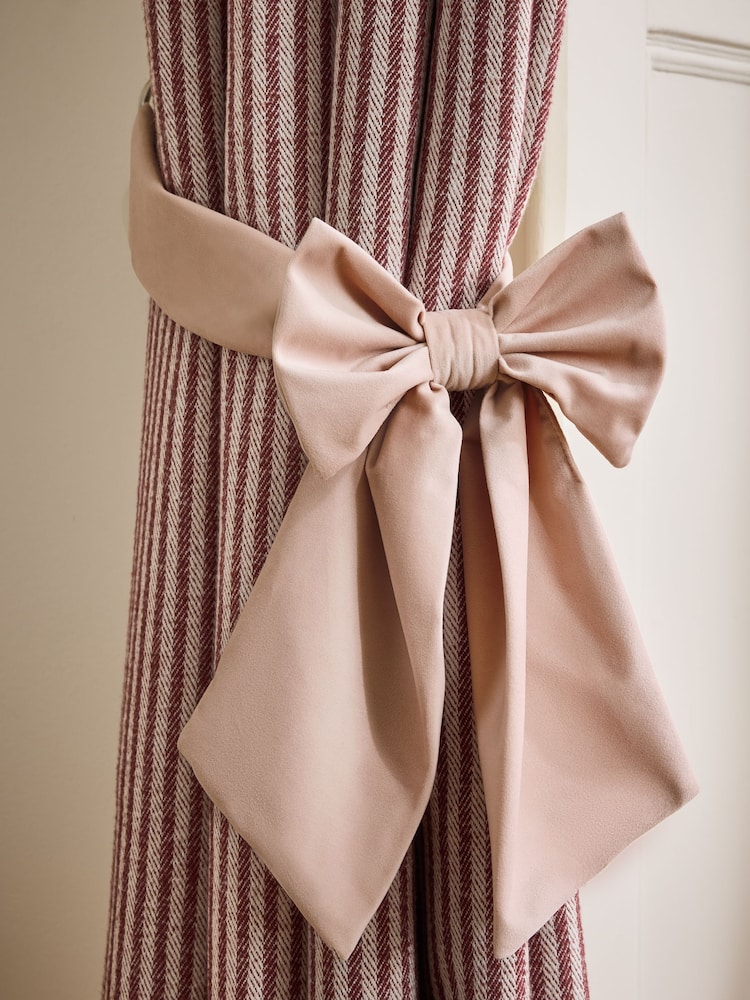Set of 2 Bow Matte Velvet Curtain Tie Backs - 3şəkildən 1 şəkil