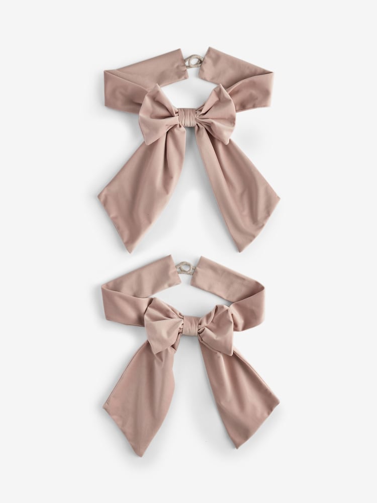 Set of 2 Bow Matte Velvet Curtain Tie Backs - 3şəkildən 3 şəkil
