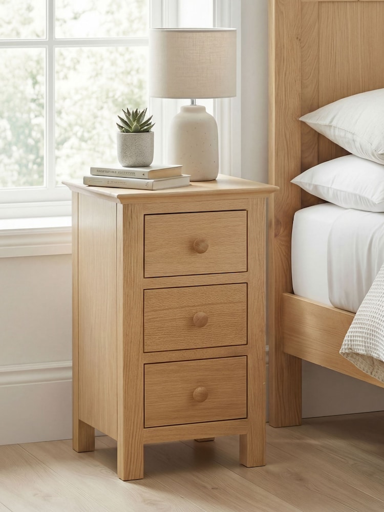 Windward Home Natural Meadow 3 Drawer Bedside Table - Image 1 of 6 Windward Home Natural Meadow 3 Drawer Bedside Table - Image 1 of 6