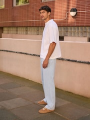 Light Blue Baggy Fit Elasticated Waist Drawstring Jeans - Image 2 of 11