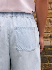 Light Blue Baggy Fit Elasticated Waist Drawstring Jeans - Image 6 of 11