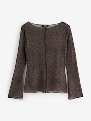 Rockett St George Animal Print Mesh Top - Image 5 of 8