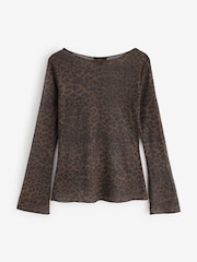 Rockett St George Animal Print Mesh Top - Image 6 of 8