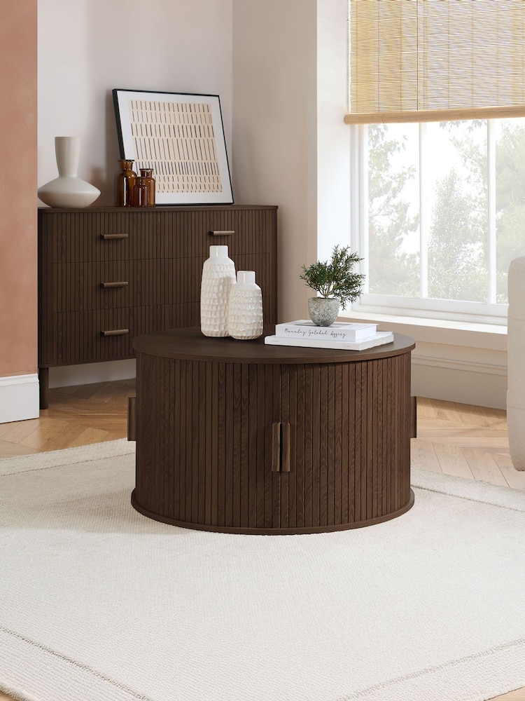 Birlea Walnut Axel Round Storage Coffee Table - Image 1 of 8