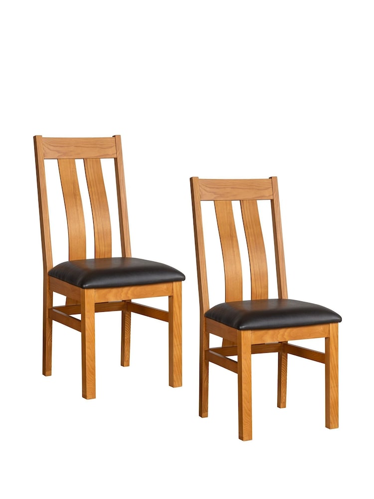 Windward Home Set of 2 Brown Sorrel Twin Slat Dining Chairs - Image 1 of 3 Windward Home Set of 2 Brown Sorrel Twin Slat Dining Chairs - Image 1 of 3