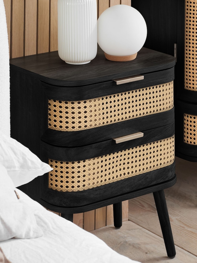 Birlea Black Noah 2 Drawer Bedside Table - Image 2 of 8 Birlea Black Noah 2 Drawer Bedside Table - Image 2 of 8