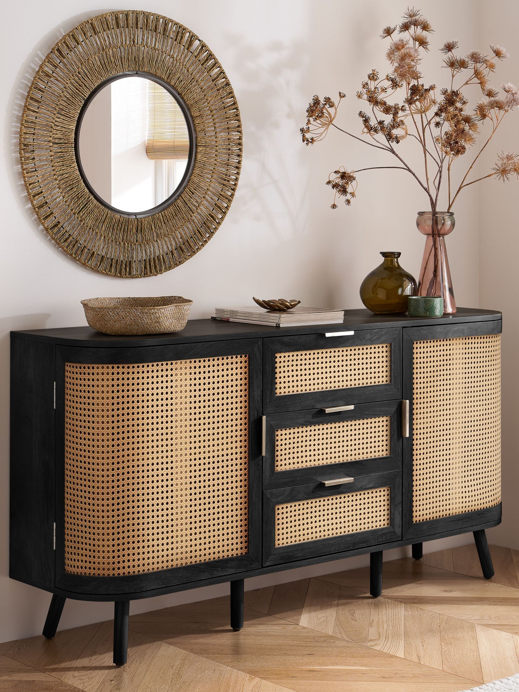Birlea Noah 2 Door 3 Drawer Sideboard - Black - MFC - Image 8