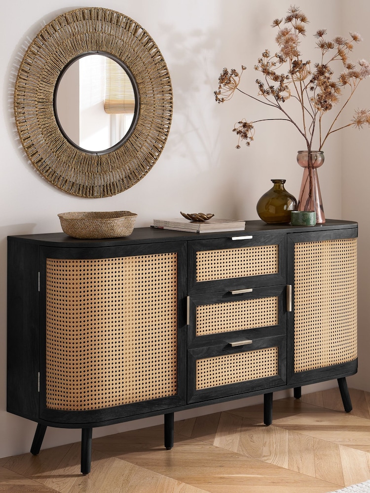 Birlea Black Noah 2 Door 3 Drawer Sideboard - Image 1 of 9
