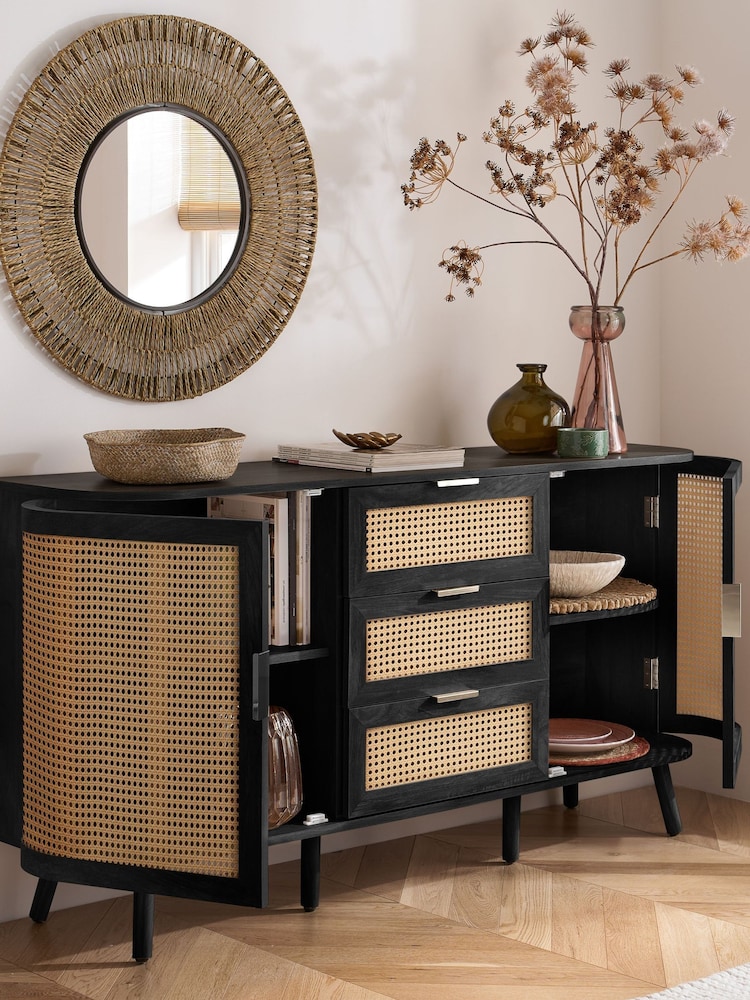 Birlea Black Noah 2 Door 3 Drawer Sideboard - Image 2 of 9
