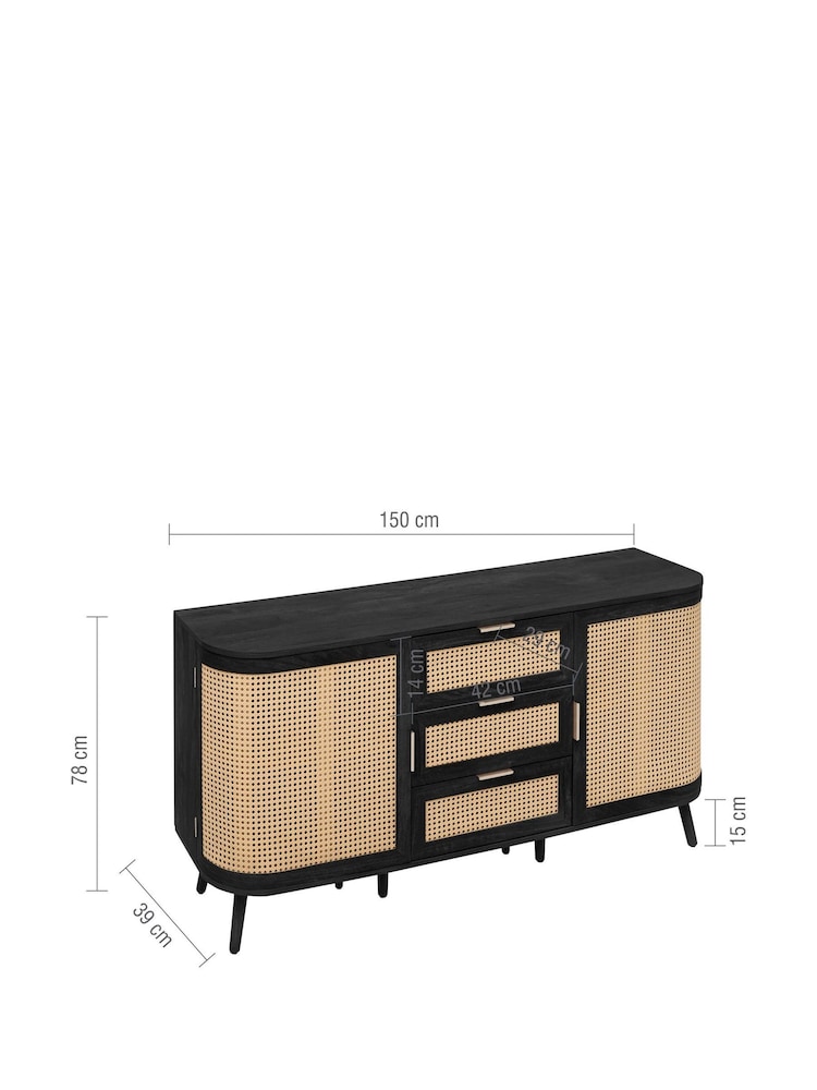 Birlea Black Noah 2 Door 3 Drawer Sideboard - Image 9 of 9