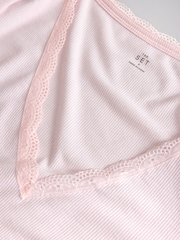The Set 2 Pack Soft Rib Lace V-Neck Top and Balloon Pant Pyjamas Set - 7şəkildən 6 şəkil