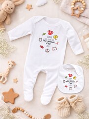 Personalised Icon World Cup Sleepsuit & Bib Set by Little Years - Image 1 of 4