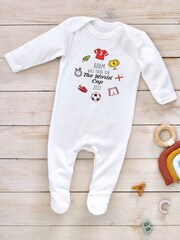 Personalised Icon World Cup Sleepsuit & Bib Set by Little Years - Image 2 of 4