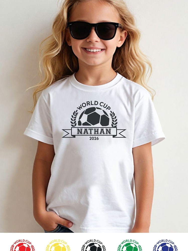 Personalised World Cup T-Shirt by Little Years - Image 1 of 4 Personalised World Cup T-Shirt by Little Years - Image 1 of 4