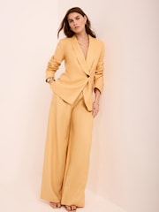 Mint Velvet Yellow Linen Single Breasted Blazer - Image 1 of 8