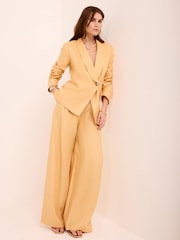 Mint Velvet Yellow Linen Single Breasted Blazer - Image 4 of 8