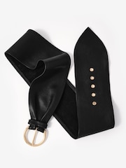 Mint Velvet Black Leather Soft Wide Waist Belt - Image 3 of 4