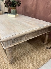 Kirei Home Whitewashed Hand Carved Mango Wood Coffee Table - Image 6 of 6