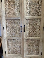 Kirei Home Light Natural Two Door Two Drawer Mango Wood Wardrobe - Image 3 of 4