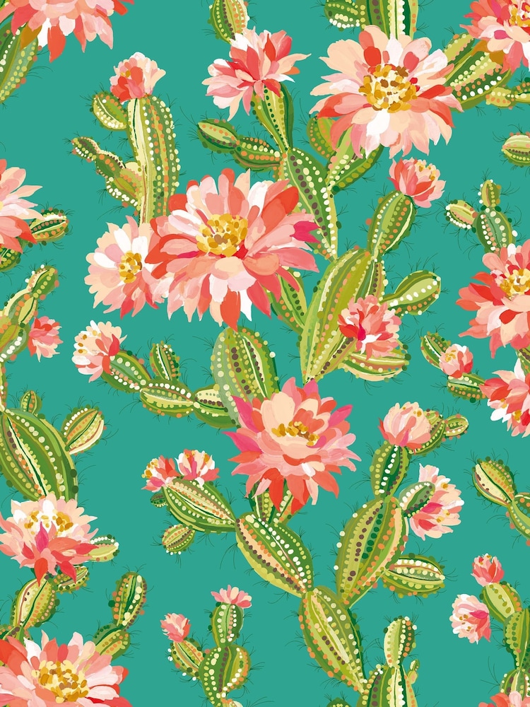 Ohpopsi Jade Twist Cactus Bloom Wallpaper A4 Sample - Image 1 of 2