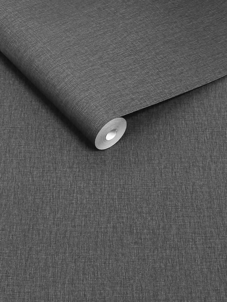 Charcoal Linen Look A4 Wallpaper Sample - Image 5 of 5
