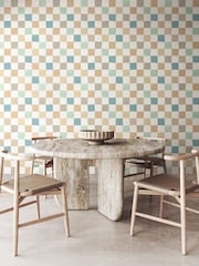 Ohpopsi Seafoam Mix Disco Check Wallpaper A4 Sample - Image 2 of 2