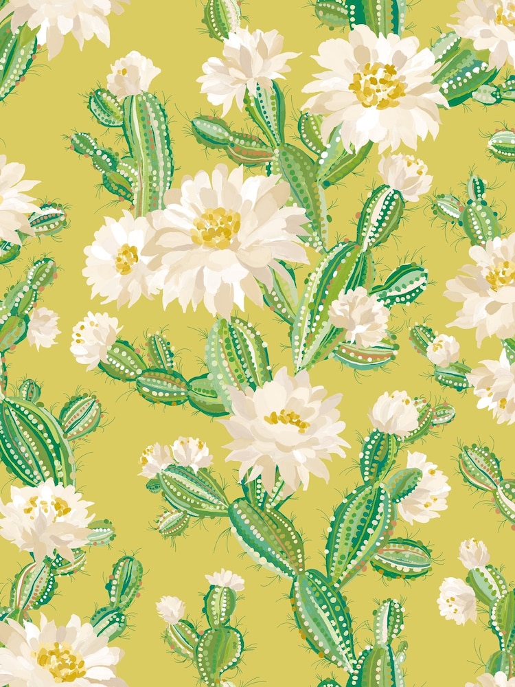 Ohpopsi Chartreuse Cactus Bloom Wallpaper A4 Sample - Image 1 of 2