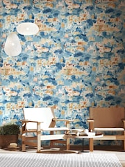 Ohpopsi Stoneware Blue Amalfi Wallpaper A4 Sample - Image 2 of 2