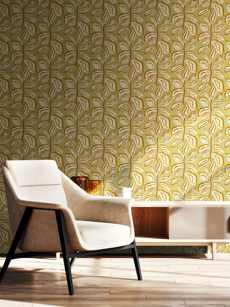 Ohpopsi Olive Glow Foli Wallpaper A4 Sample - Image 2 of 2