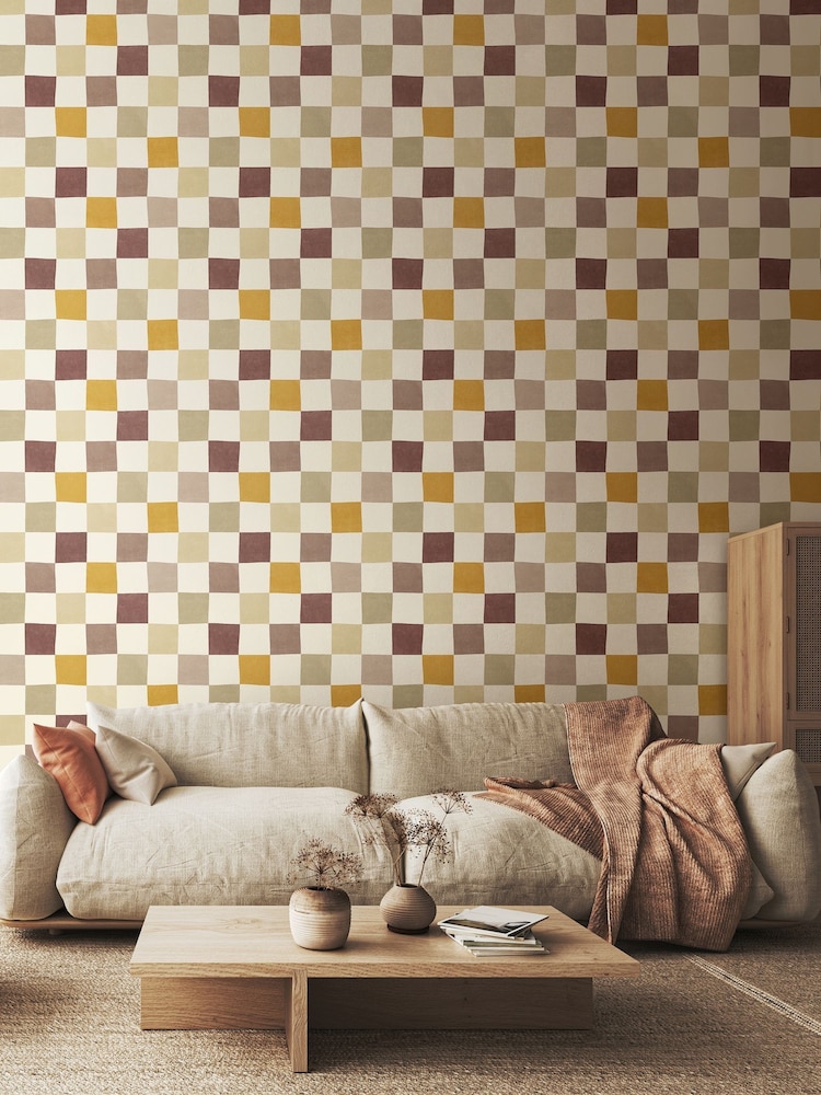 Ohpopsi Chocolate Mix Disco Check Wallpaper A4 Sample - Image 2 of 2