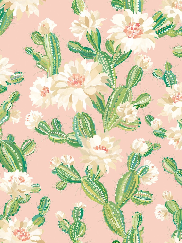 Ohpopsi Coco Blush Cactus Bloom Wallpaper A4 Sample - Image 1 of 2