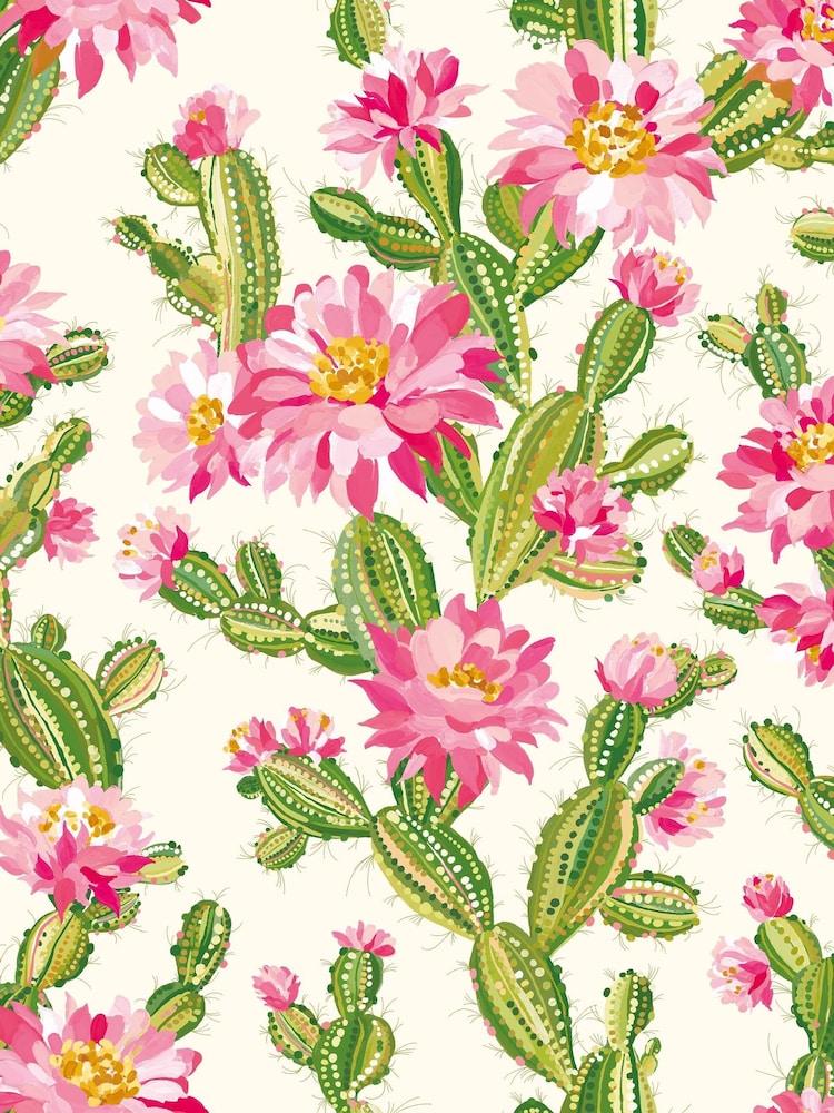 Ohpopsi Raspberry Ripple Cactus Bloom Wallpaper A4 Sample - Image 1 of 2