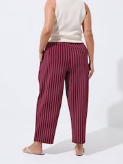 Yours Curve Red Limited Pinstripe Barrel Leg Trousers - Image 3 of 5