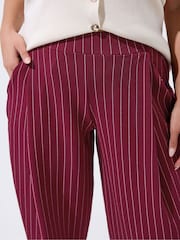 Yours Curve Red Limited Pinstripe Barrel Leg Trousers - Image 4 of 5