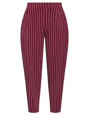 Yours Curve Red Limited Pinstripe Barrel Leg Trousers - Image 5 of 5