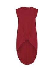 Yours Curve Red London Pleated High Low Top - Image 5 of 5