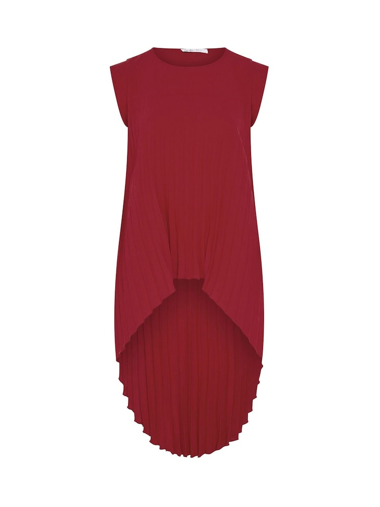 Yours Curve Red London Pleated High Low Top - Image 5 of 5