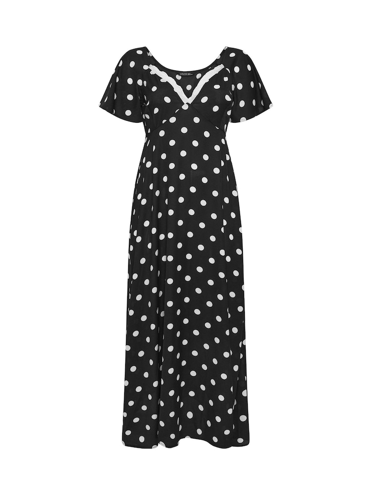 Yours Curve Black Limited Polka Dot Lace V Dress - Image 5 of 5 Yours Curve Black Limited Polka Dot Lace V Dress - Image 5 of 5