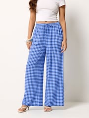 PixieGirl Petite Blue Gingham Wide Leg Trousers - Image 3 of 5