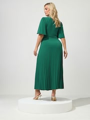 Yours Curve Aqua Blue London Pleated Knot Angel Sleeve Maxi Dress - Image 3 of 5