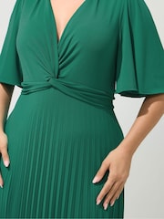 Yours Curve Aqua Blue London Pleated Knot Angel Sleeve Maxi Dress - Image 4 of 5
