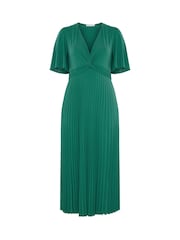 Yours Curve Aqua Blue London Pleated Knot Angel Sleeve Maxi Dress - Image 5 of 5
