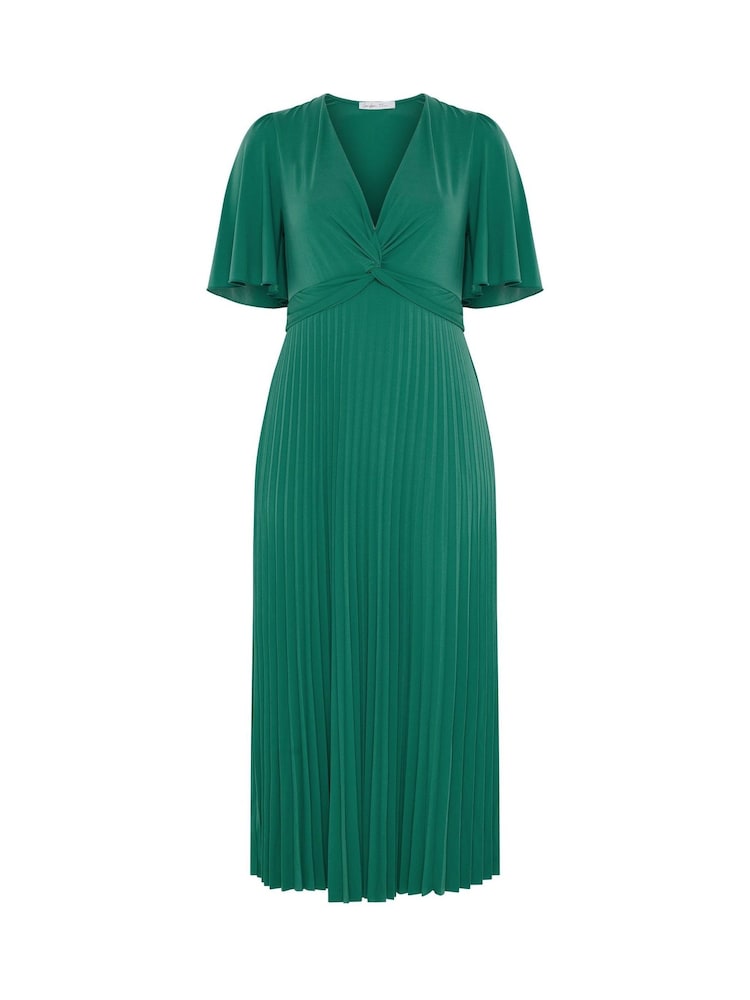 Yours Curve Aqua Blue London Pleated Knot Angel Sleeve Maxi Dress - Image 5 of 5