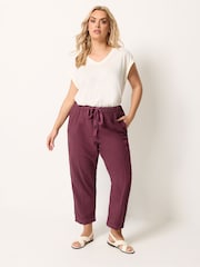 Yours Curve Red Cool Cotton Barrel Trouser - Image 2 of 5