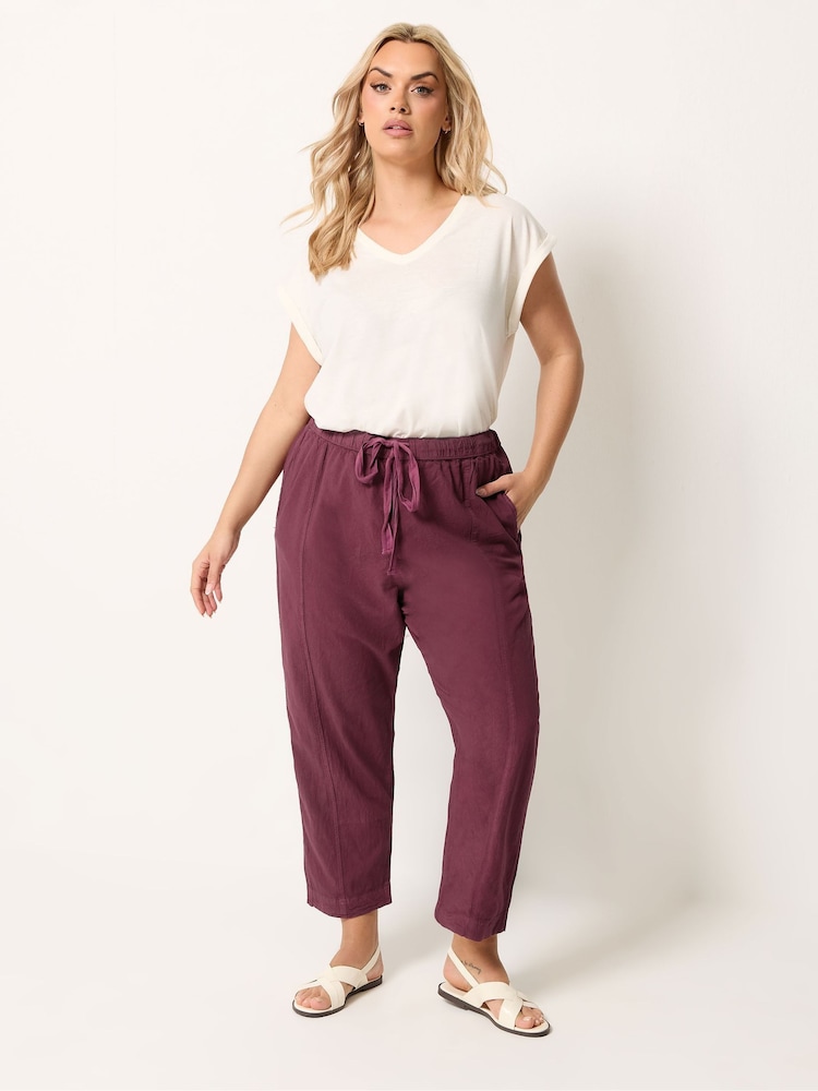 Yours Curve Red Cool Cotton Barrel Trouser - Image 2 of 5