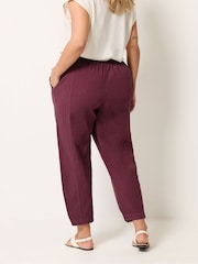 Yours Curve Red Cool Cotton Barrel Trouser - Image 3 of 5