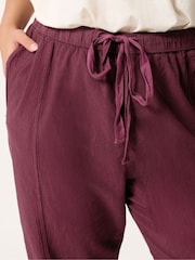 Yours Curve Red Cool Cotton Barrel Trouser - Image 4 of 5